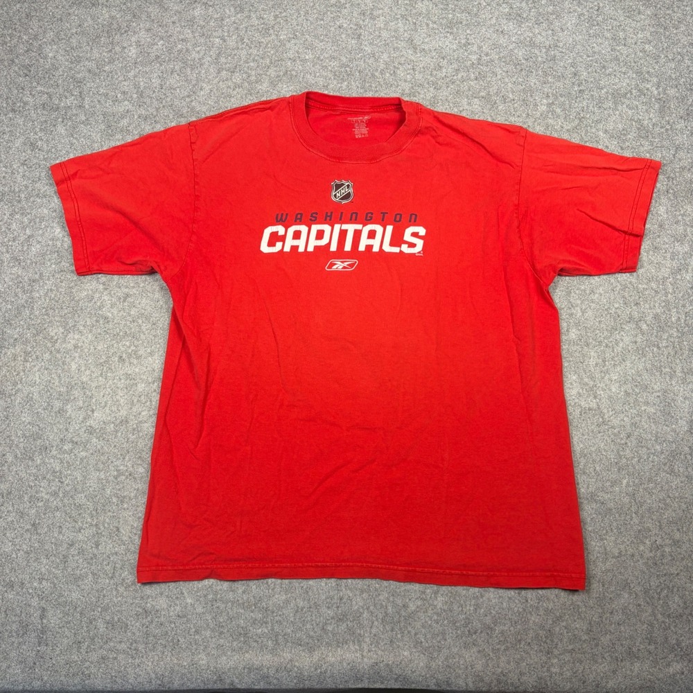 Reebok Washington Capitals NHL T-Shirt Mens Large Red Short Sleeve Cotton Tee
